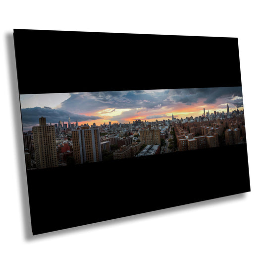 NYC Skyline Print – Manhattan Sunset Art | Panoramic Wall Decor Metal Poster
