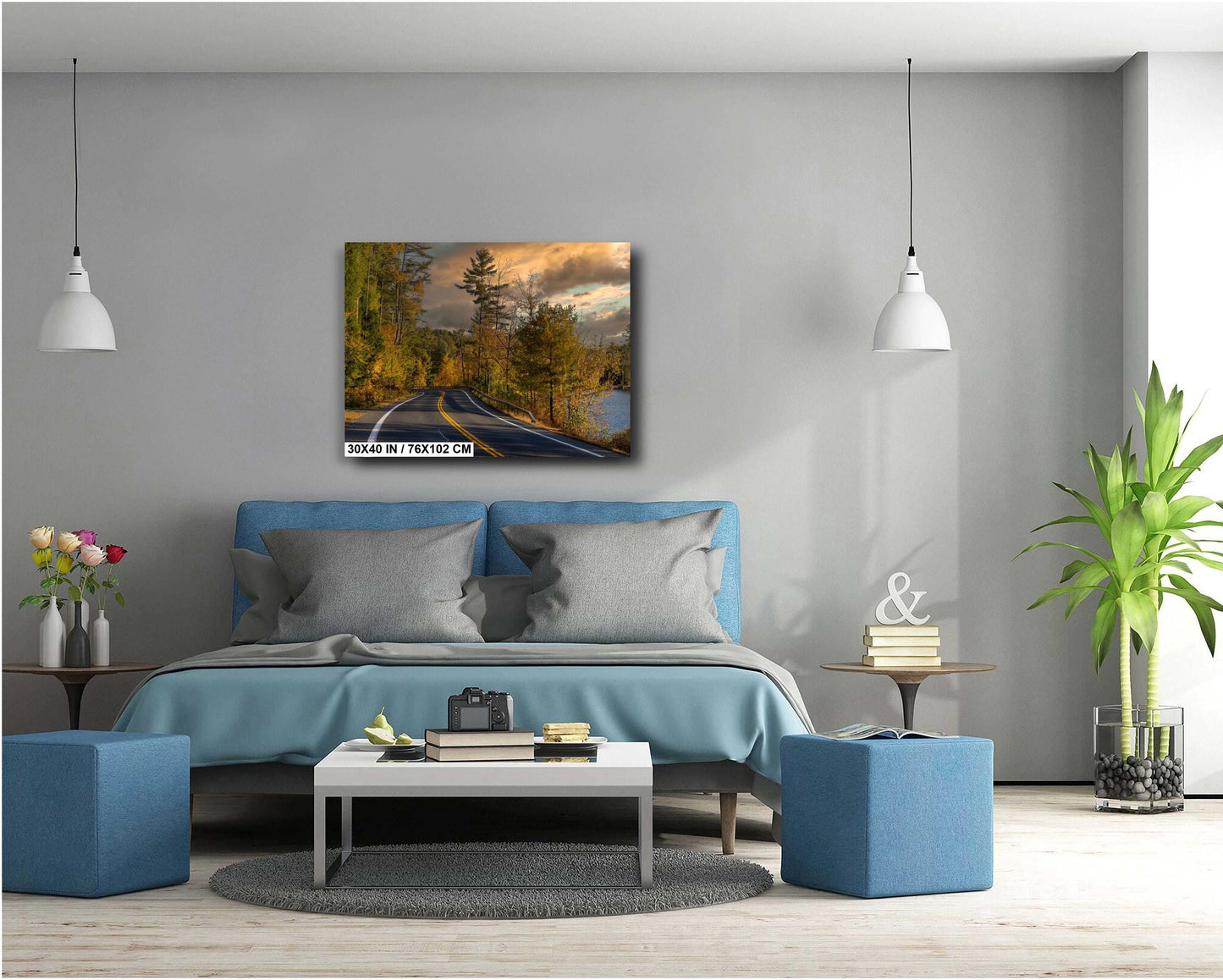 Adirondack Mountain Print - Loon Lake Autumn Landscape Art | Ready To Hang Canvas