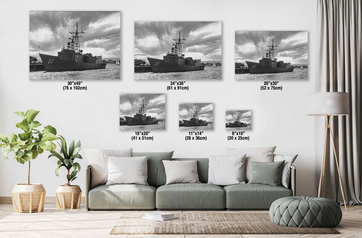 USS Antrim Canvas Print - Historic Navy Wall Decor | Military Art Sunset