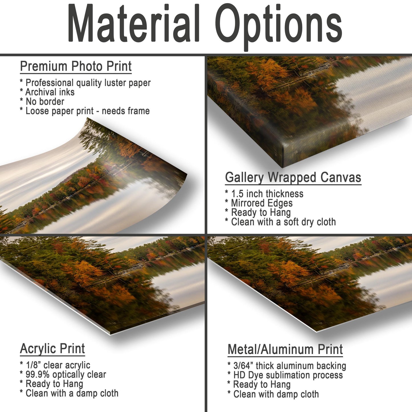 Adirondack Metal Print - Cloudy Loon Lake Scenic Lake Canvas Wall Art