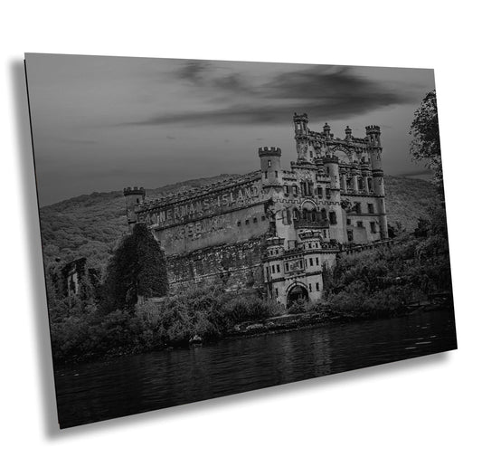 Hudson River Wall Art – Bannerman's Castle Ruins Canvas, Monochrome Scenic Decor