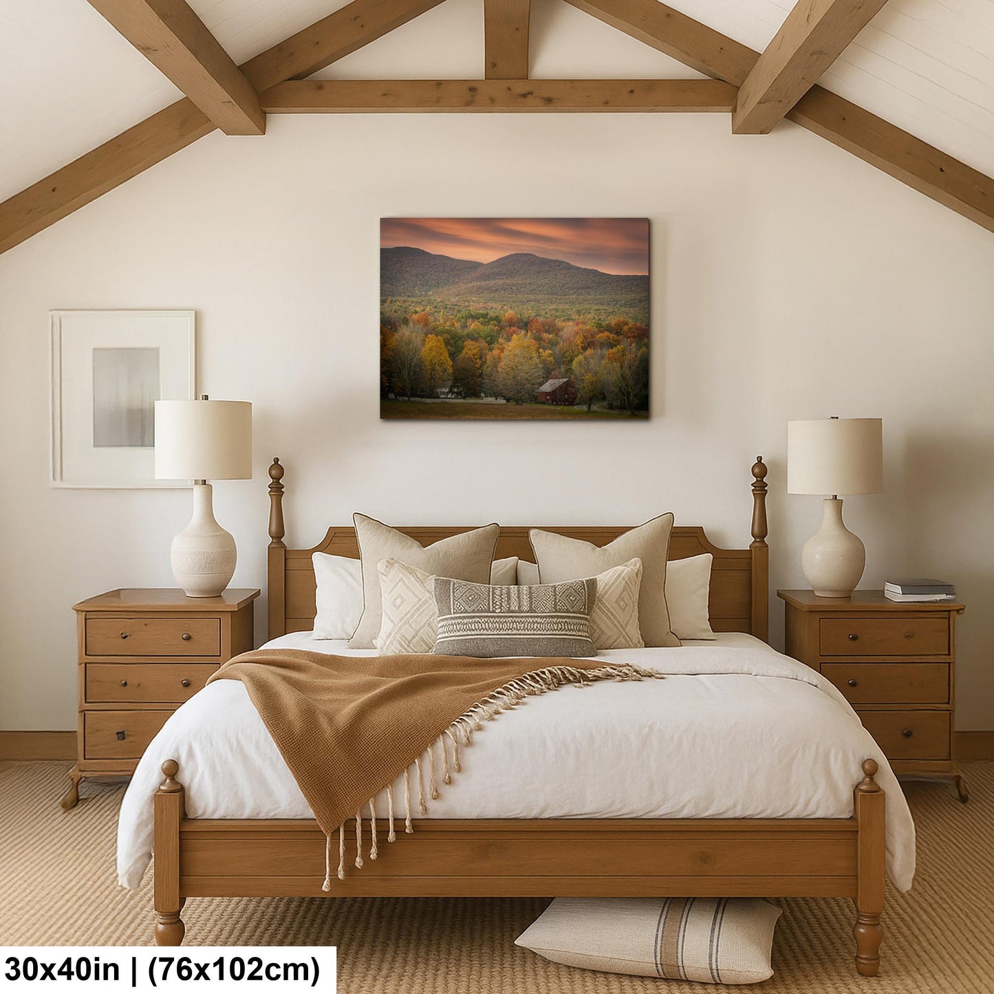 Catskill Mountain Farm Art – Autumn Landscape Art | Red Barn Canvas Print