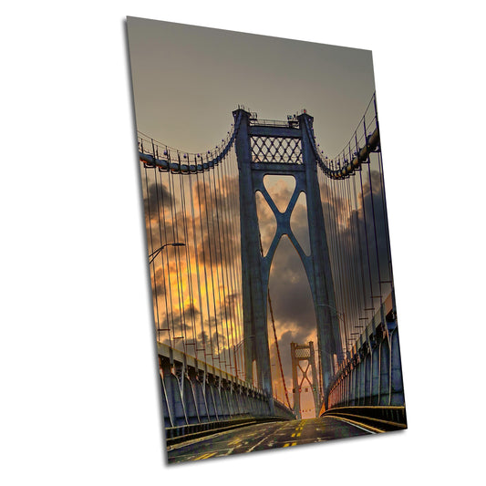 Hudson Valley Bridge Print – Sunrise Photography Art | Vibrant Home Decor Canvas