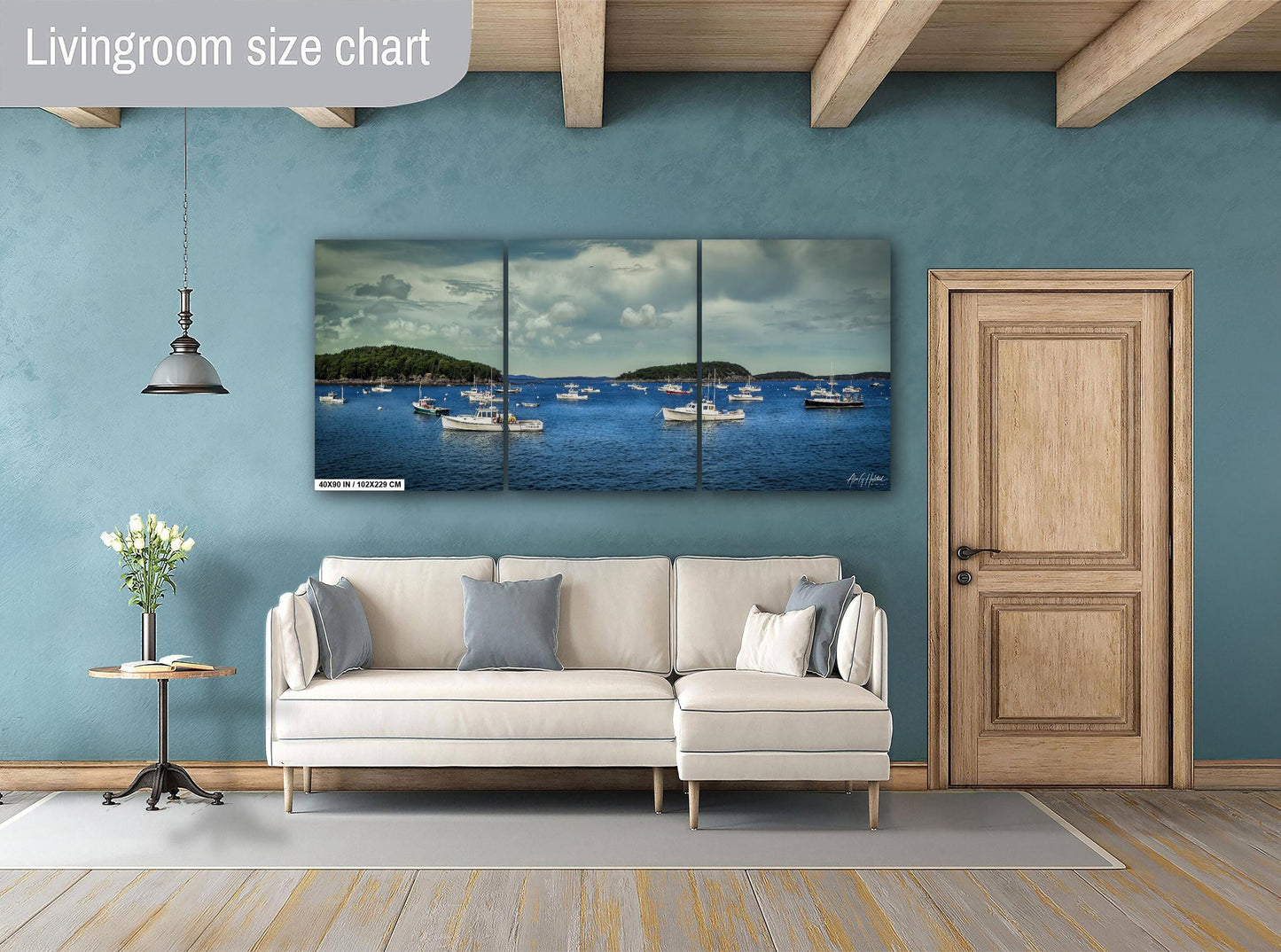 Bar Harbor Lobster Boats Coastal Landscape Print - New England Seascape Art