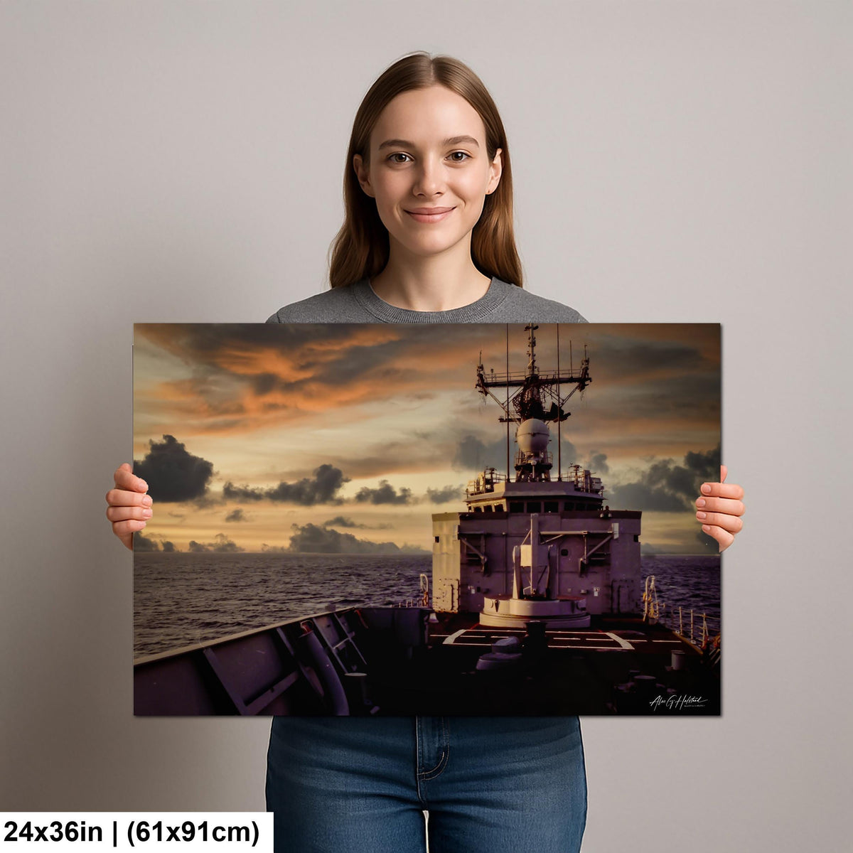 USS Antrim Photo Print, Perry Class Frigate Persian Gulf Sun 1983