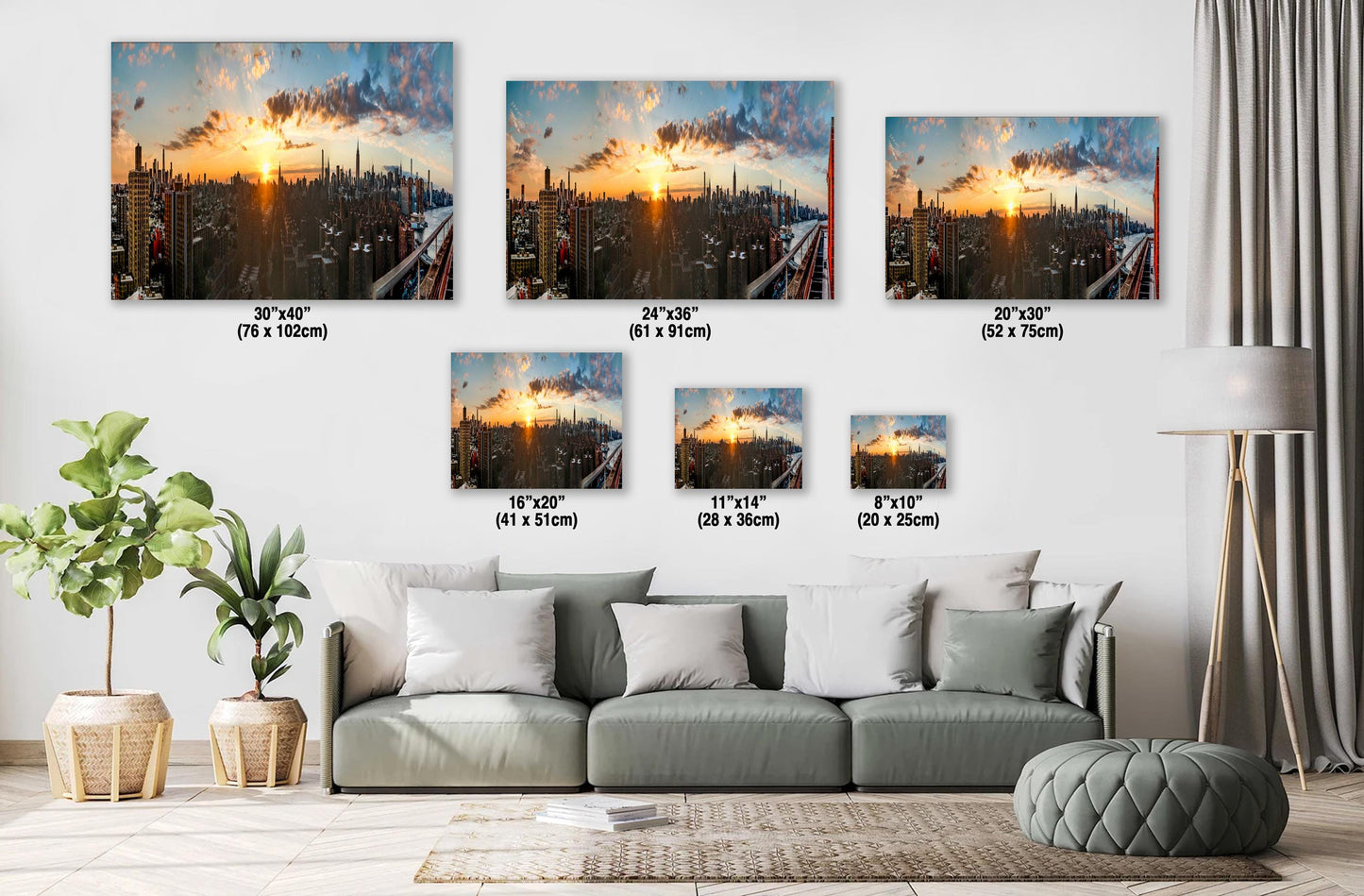 NYC Skyline Metal Print - Panoramic Cityscape Canvas | Vibrant Sunset Skyline Art