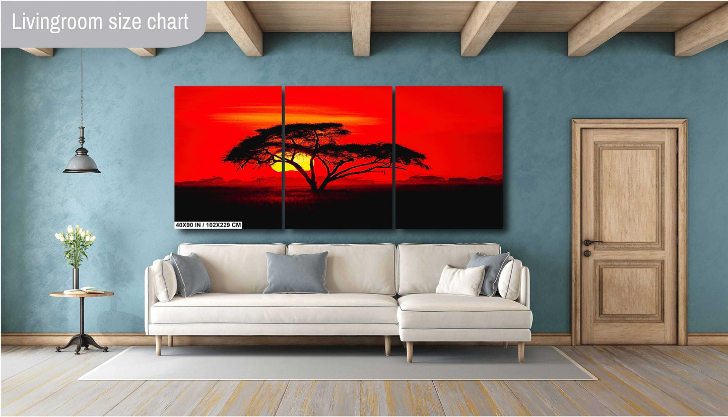 Amboseli Sunset Canvas | Kenya National Park Art - Wildlife Safari Wall Decor