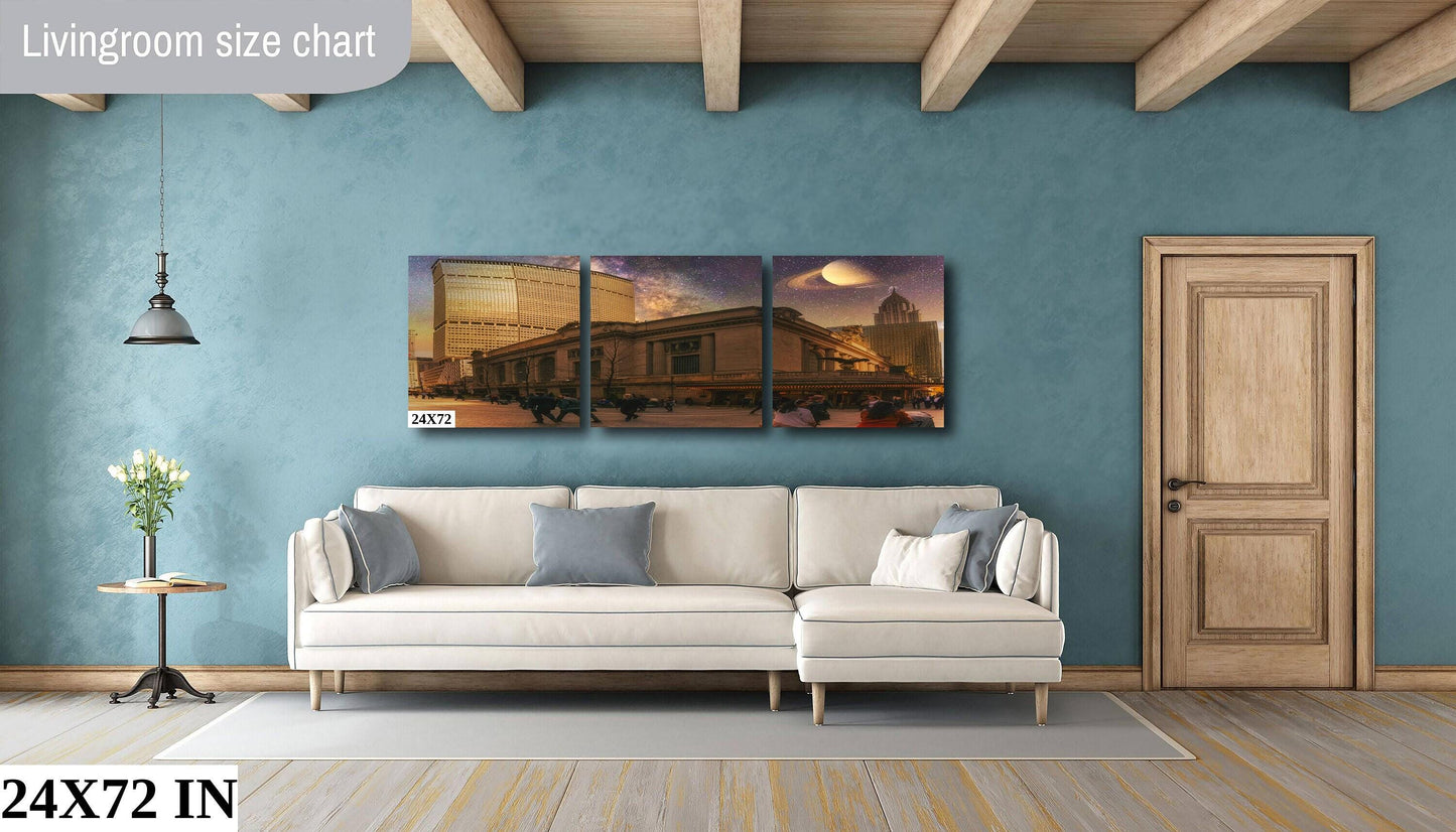 Manhattan Skyline Art – Grand Central Metal Print Poster | Urban Night Scene