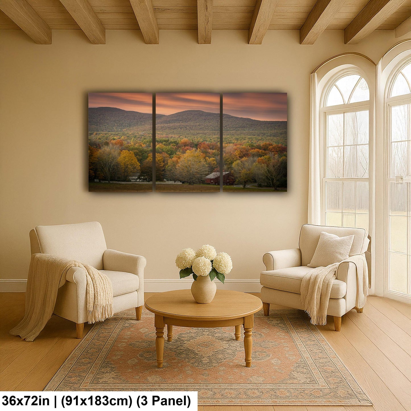 Catskill Mountain Farm Art – Autumn Landscape Art | Red Barn Canvas Print