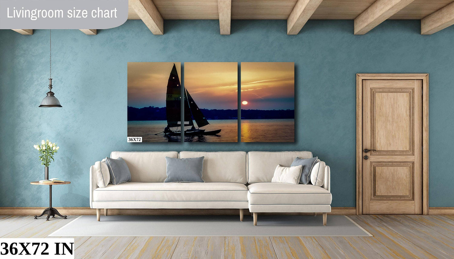 Orange Lake Sunset Canvas - Ready to Hang Canvas Wall Art | Newburgh NY Lake Decor