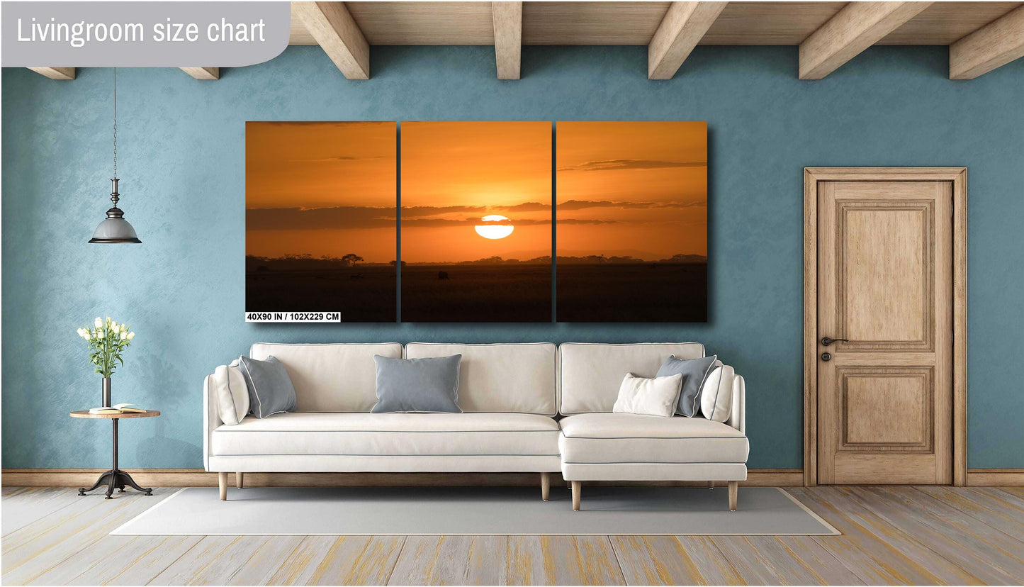 Kenya Sunset Canvas Print - Amboseli National Park Safari Wall Decor