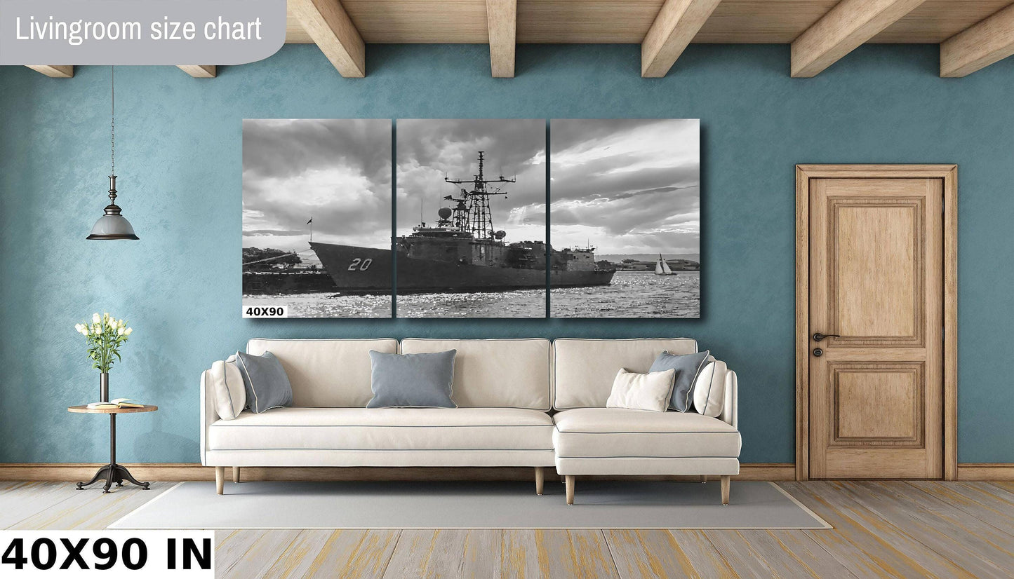USS Antrim Canvas Print - Historic Navy Wall Decor | Military Art Sunset