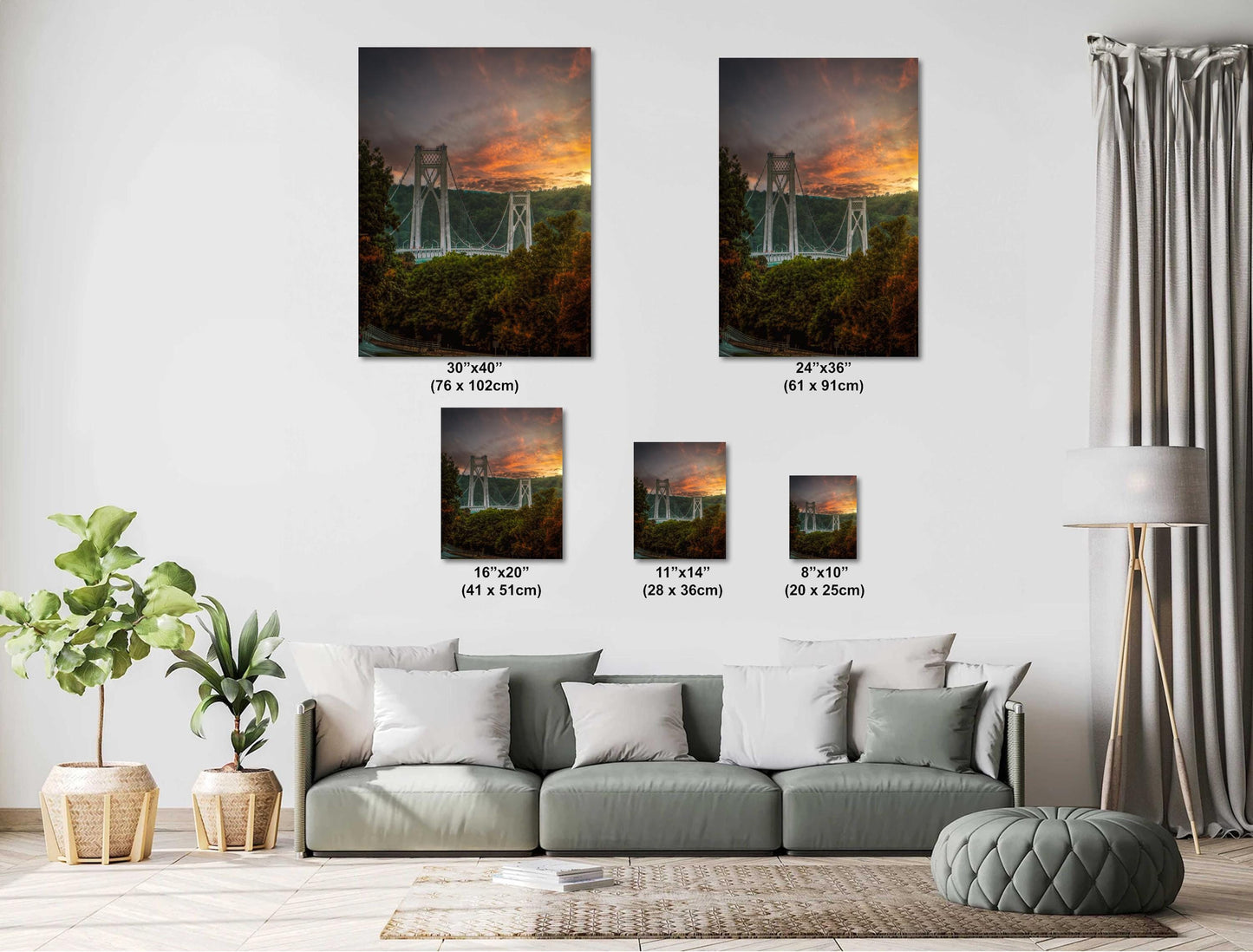 Mid-Hudson Bridge Print – Golden Hour Photography | Sunset Wall Decor Canvas