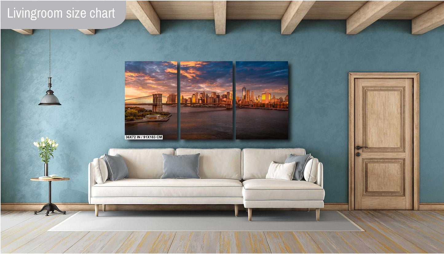Brooklyn Bridge Metal Print – NYC Skyline Photo Urban River Sunset Wall Art