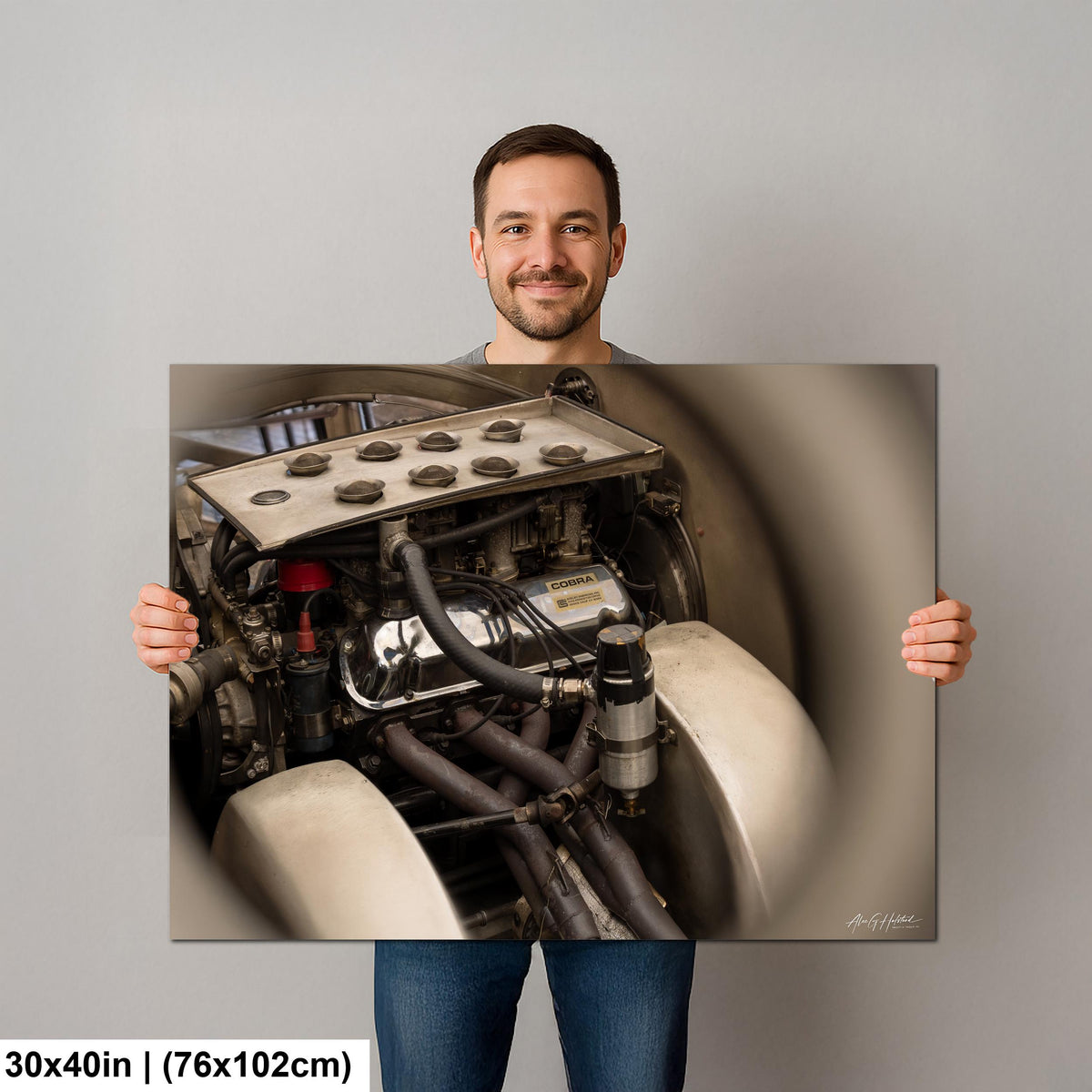 Shelby Daytona Engine Print, Vintage V8 Engine Photo, Glossy Art.