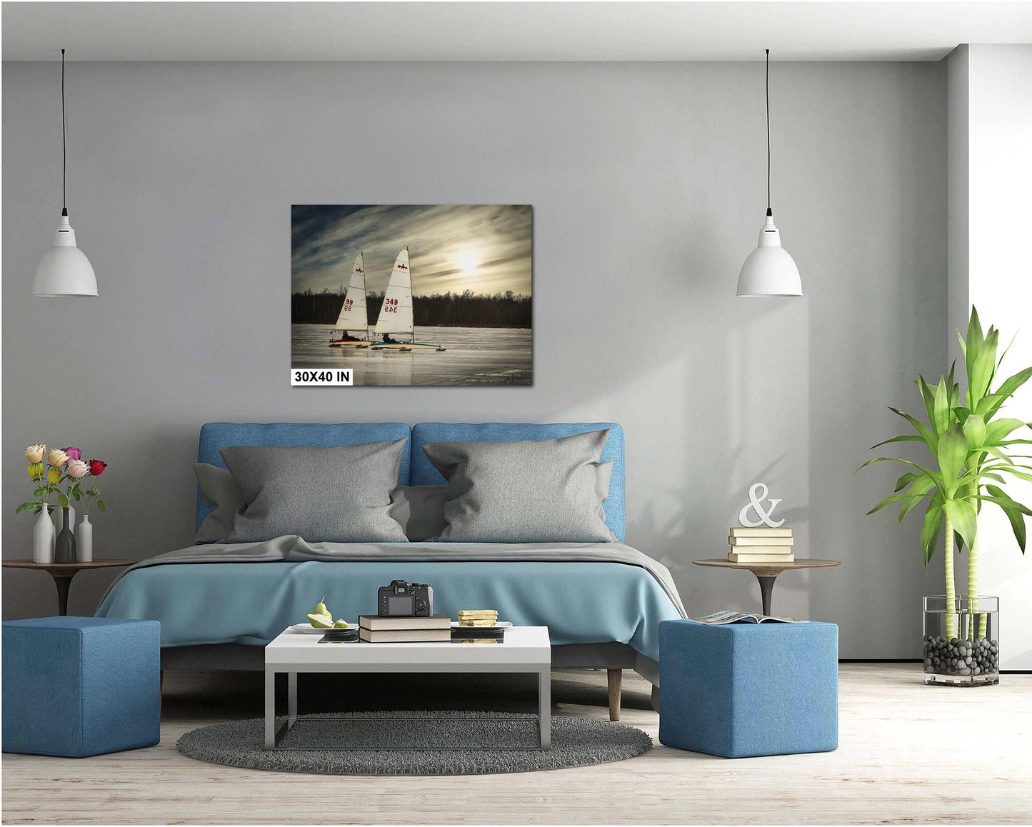 Vintage Ice Sailing - Classic Arrow Ice Boats Racing on Frozen Lake in Newburgh