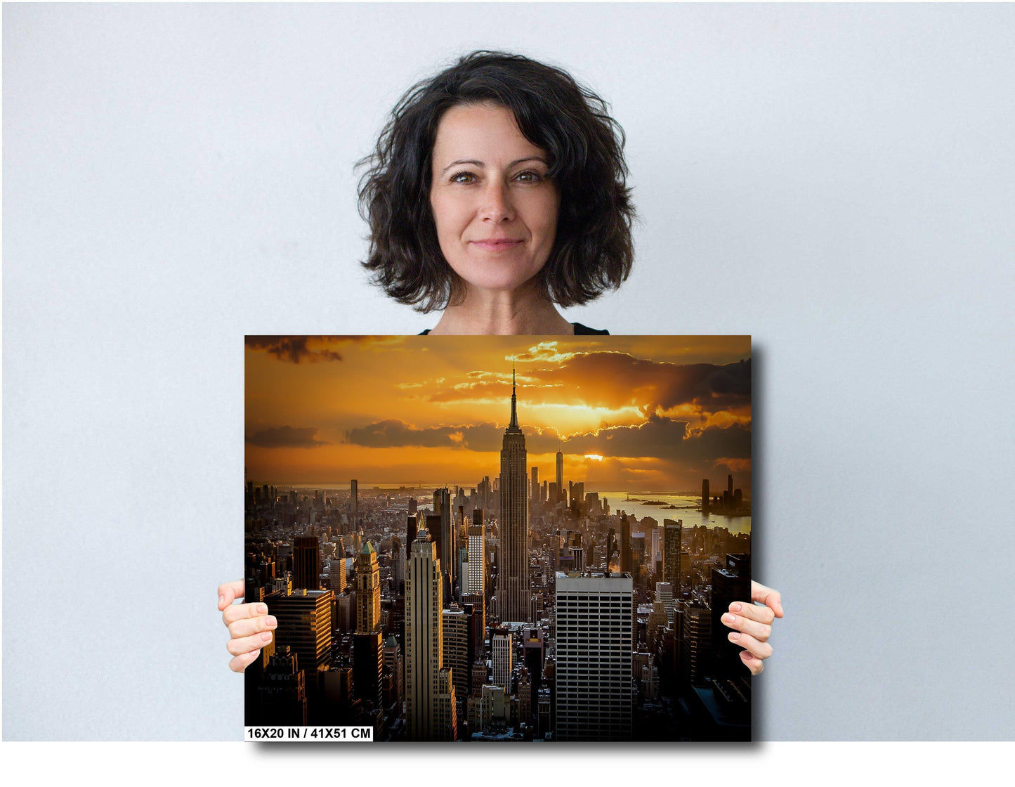 NYC Skyline Print - Top of the Rock Sunset Metal or Canvas Wall Art