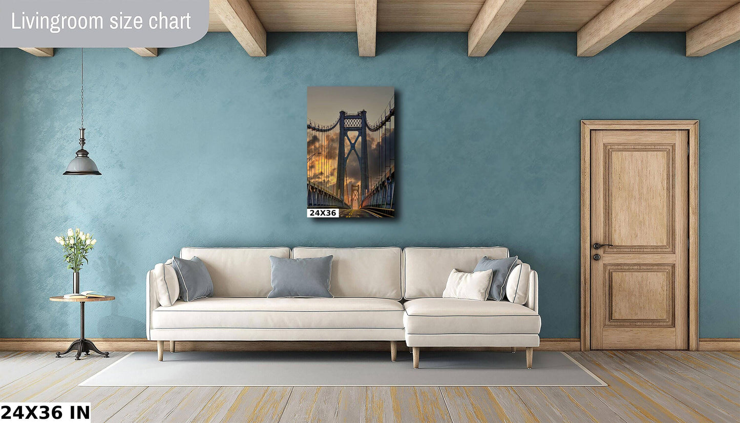 Hudson Valley Bridge Print – Sunrise Photography Art | Vibrant Home Decor Canvas