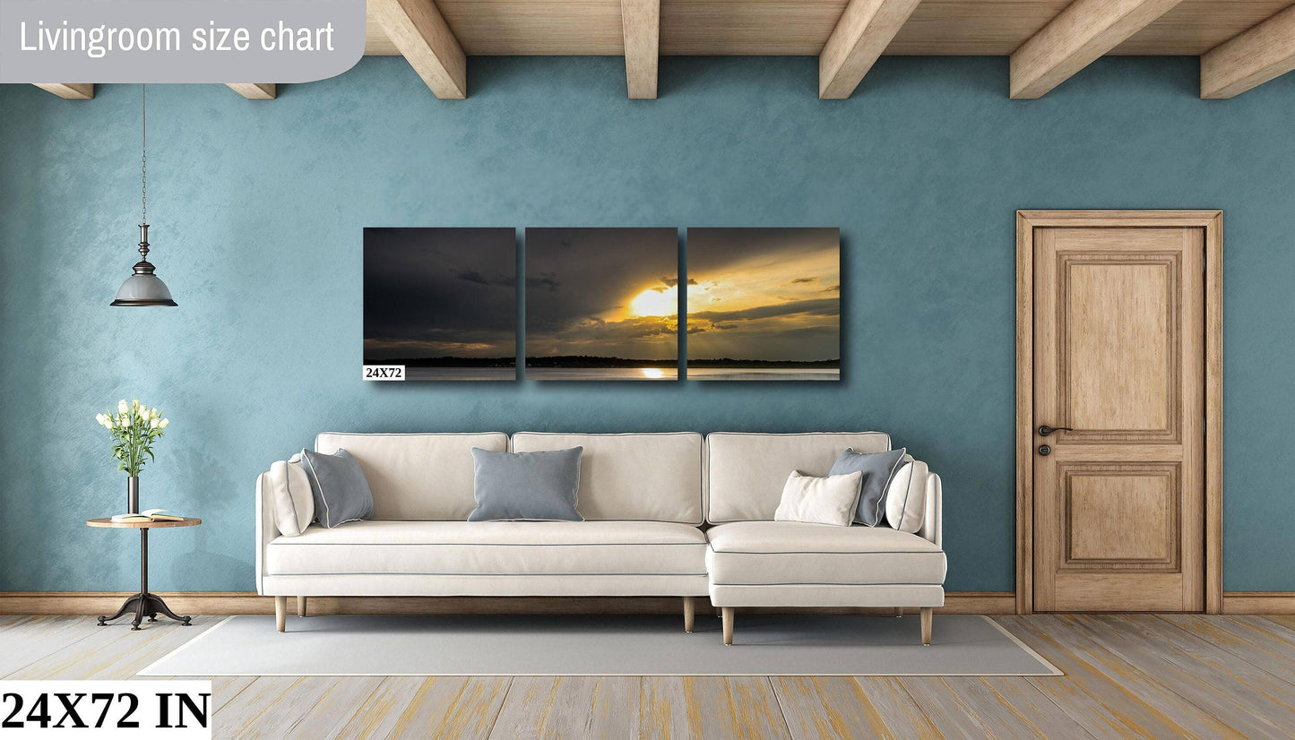 Orange Lake Sunset Print - Panoramic Lake Photography | Newburgh Wall Art Canvas