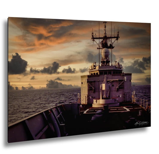 USS Antrim, Perry Class Frigate Photo Print | Persian Gulf Sunset, 1983 Deployment, Canvas Or Metal