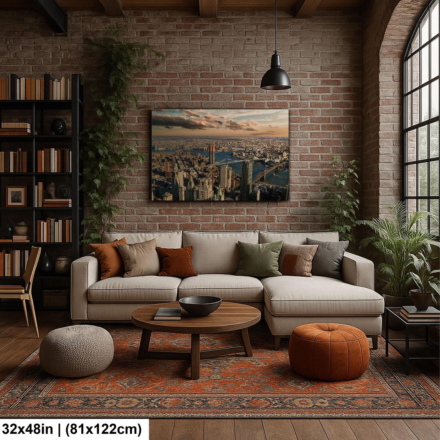 Manhattan Brooklyn Bridges Urban Cityscape Photo | NYC Skyline View Wall Decor