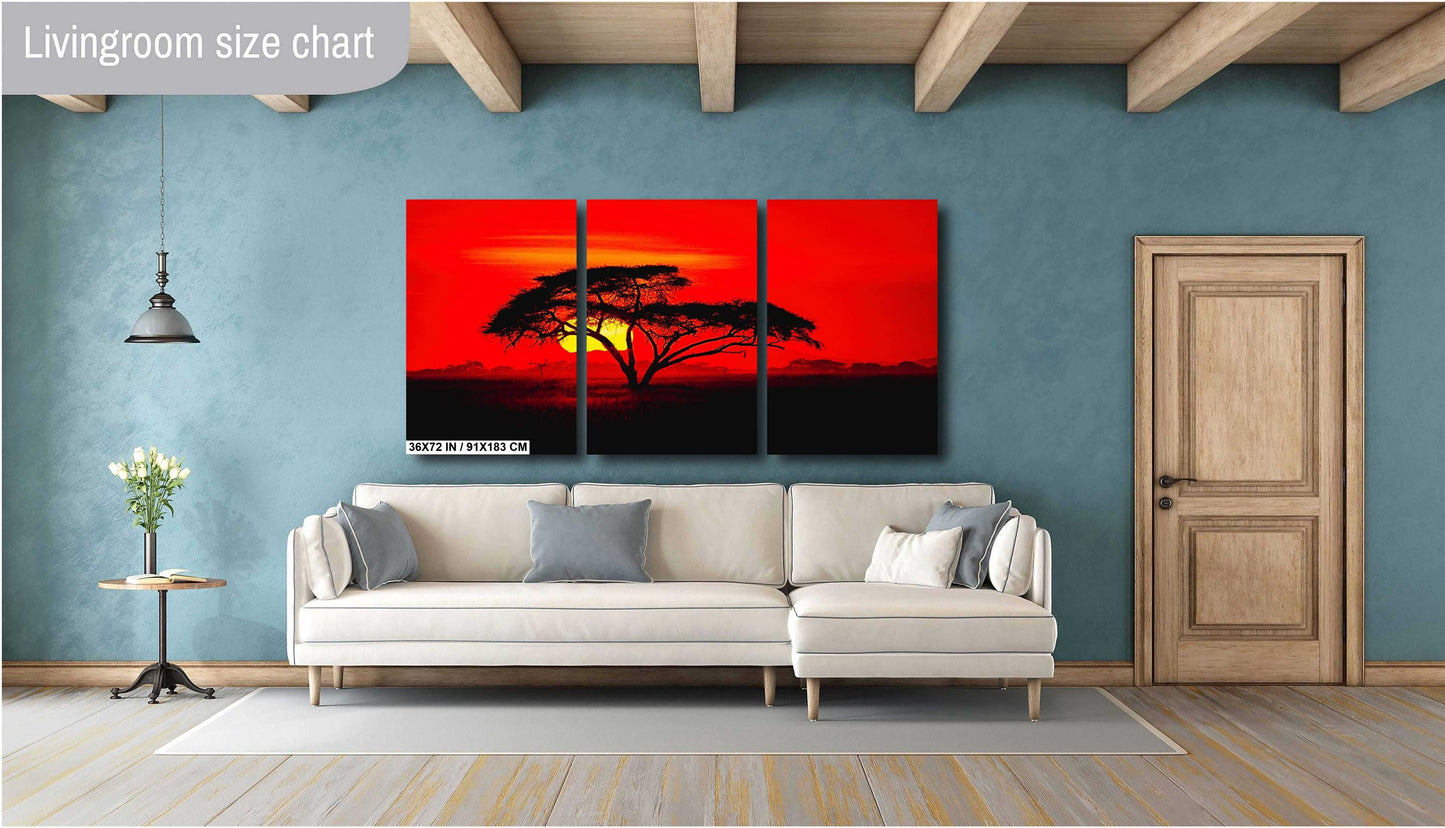 Amboseli Sunset Canvas | Kenya National Park Art - Wildlife Safari Wall Decor