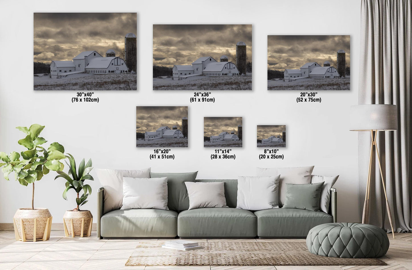 Snow Barn Canvas Print - Rustic Wall Art | Winter Landscape Art Decor