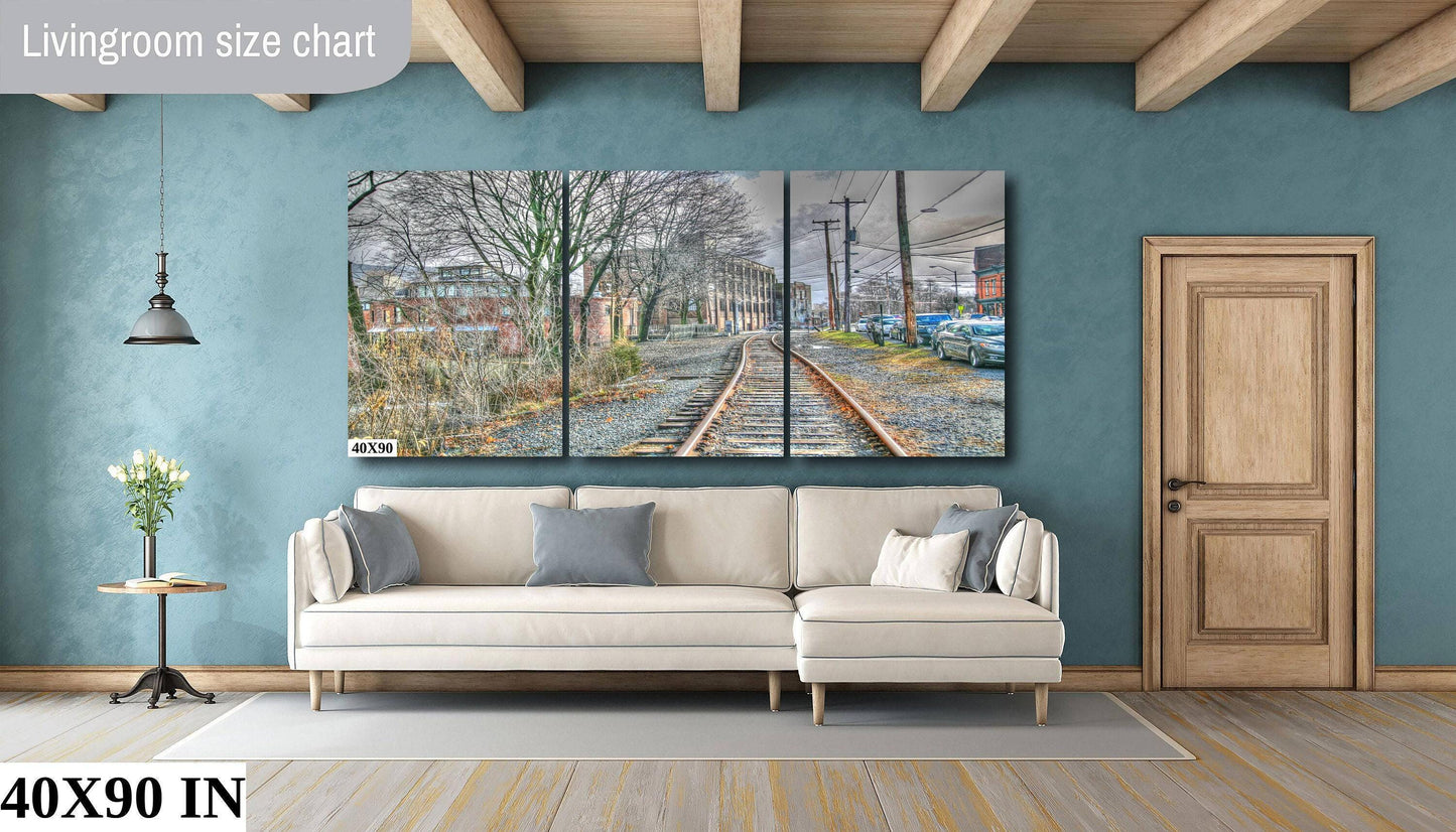 Beacon NY Train Tracks HDR Canvas Print – Cityscape Photography Wall Art