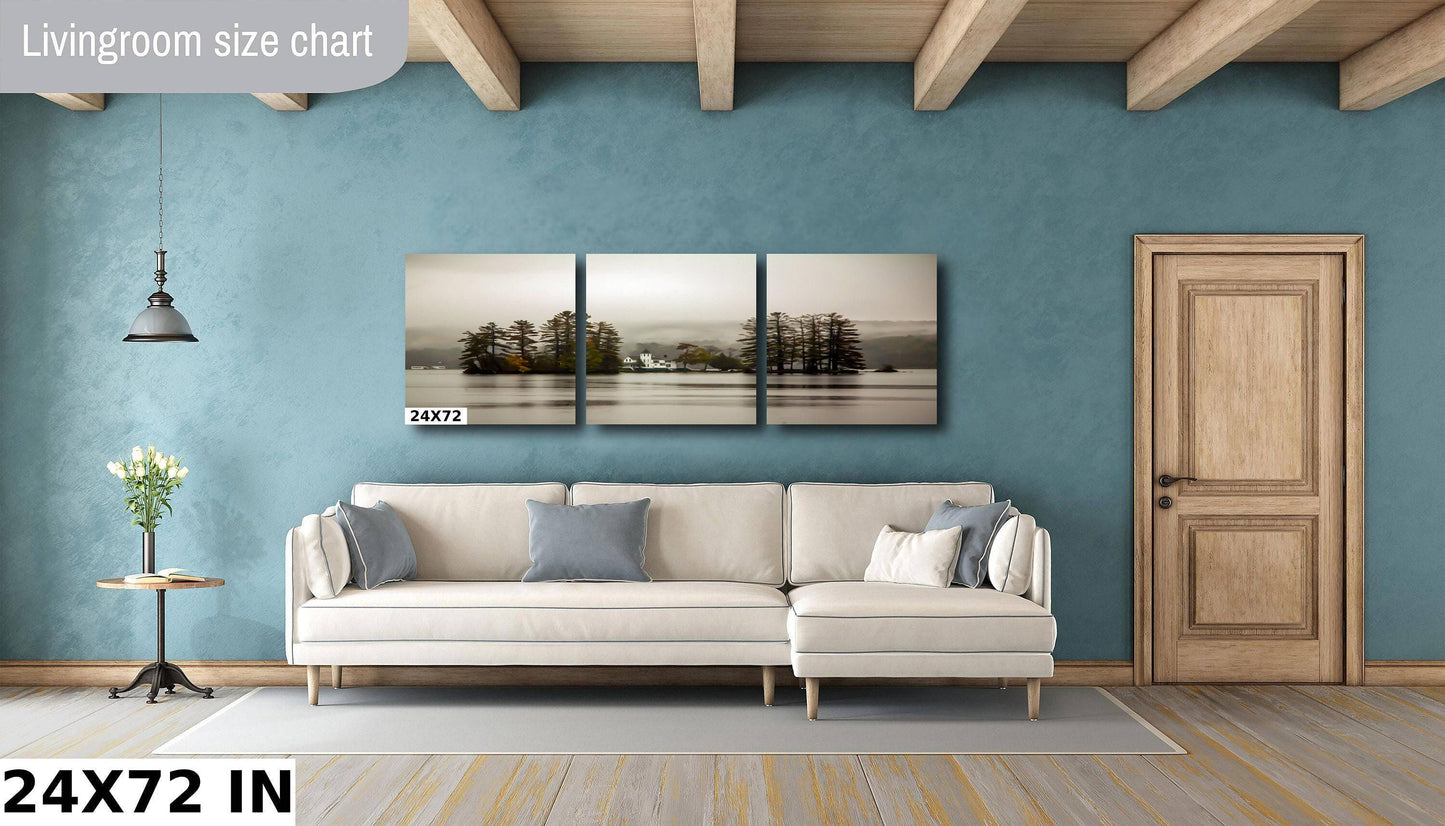 Adirondack Wall Art - Long Lake Print | Foggy Island Morning Scenic Lake Photo