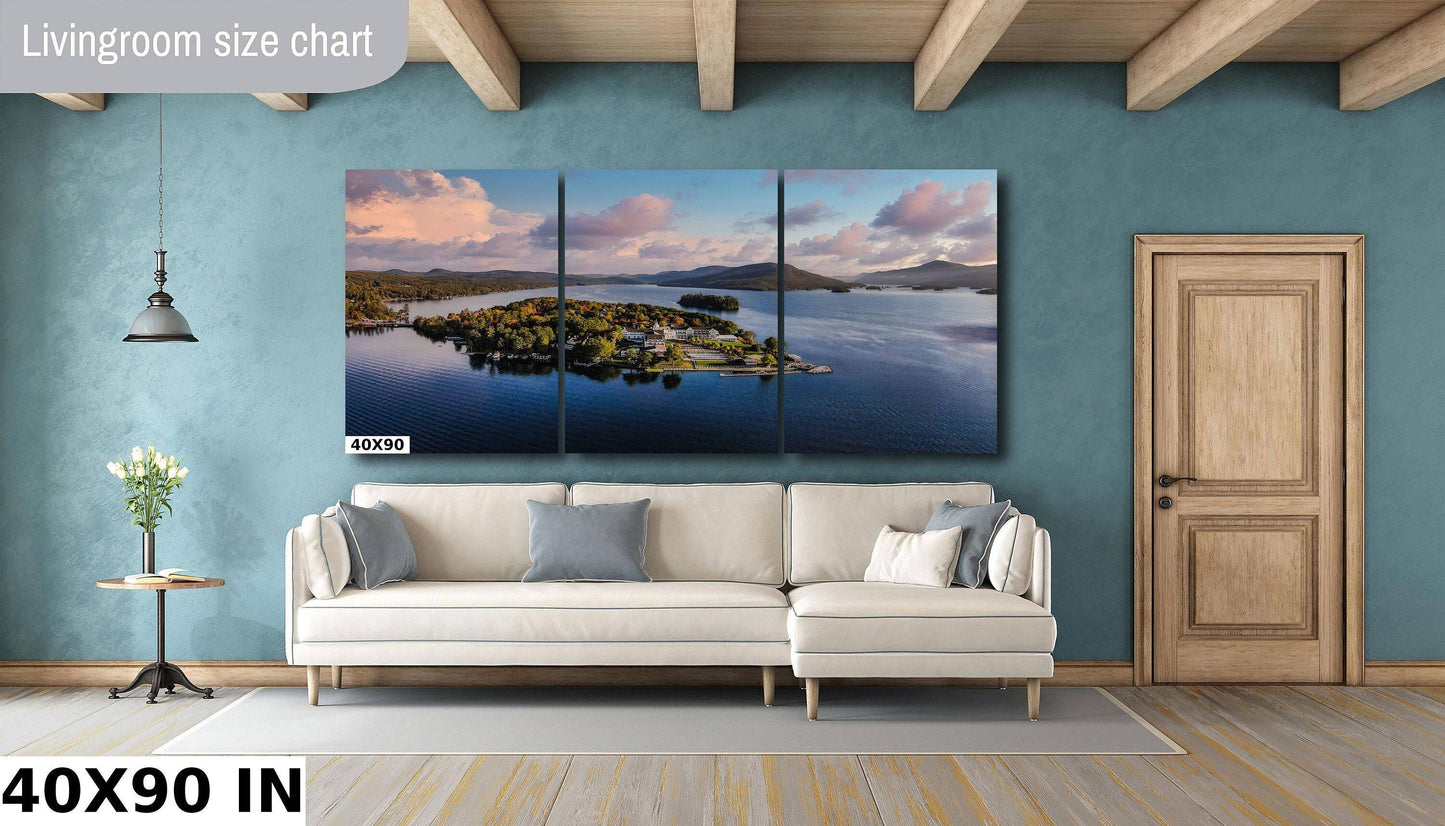 Lake George Wall Art – Adirondack Mountain Print With Sagamore Hotel Photo