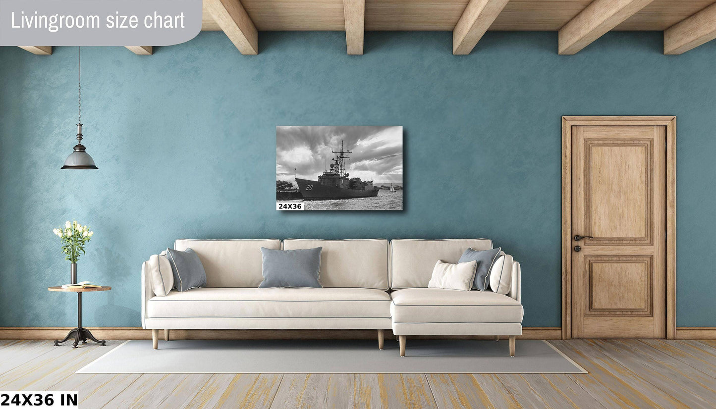 USS Antrim Canvas Print - Historic Navy Wall Decor | Military Art Sunset