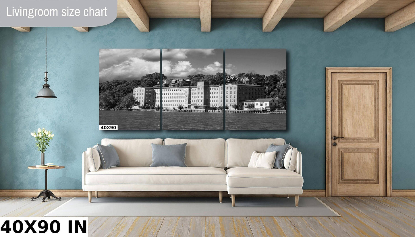 Hudson Valley Canvas Print – Newburgh Historic Art | Black & White Photo Wall Decor