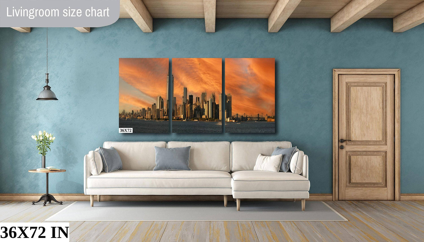 Manhattan Sunset Print – NYC Skyline Art on Aluminum Metal Print Panel