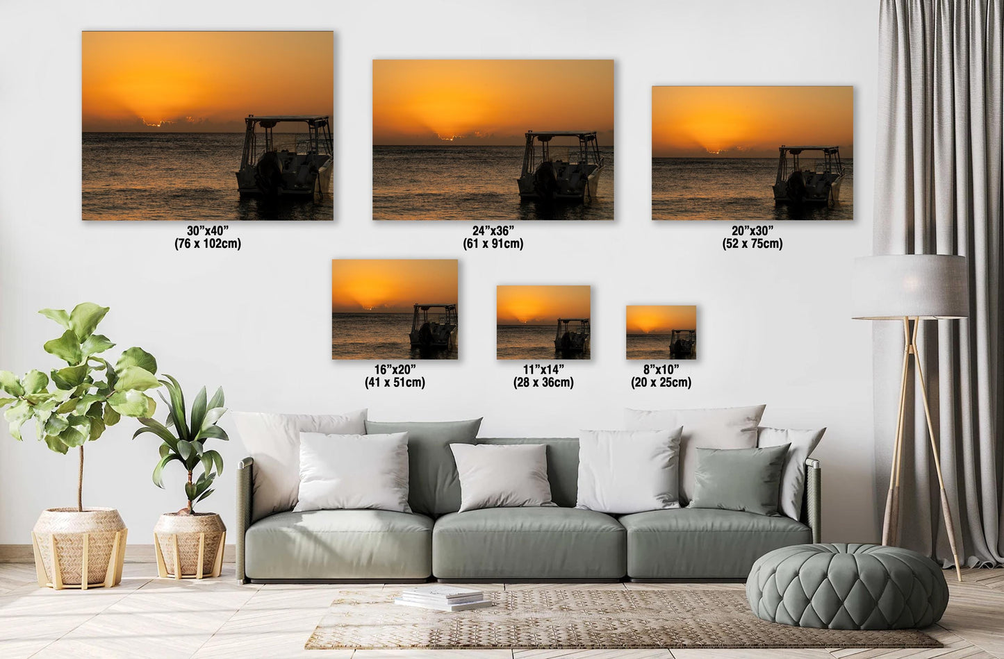 Ocean Sunset Wall Art – Vibrant Caribbean Beach Print on Metal & Acrylic