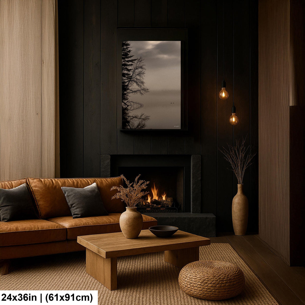 Wood Duck Wall Art, Loon Lake Misty Dawn Photo Print Glossy Paper