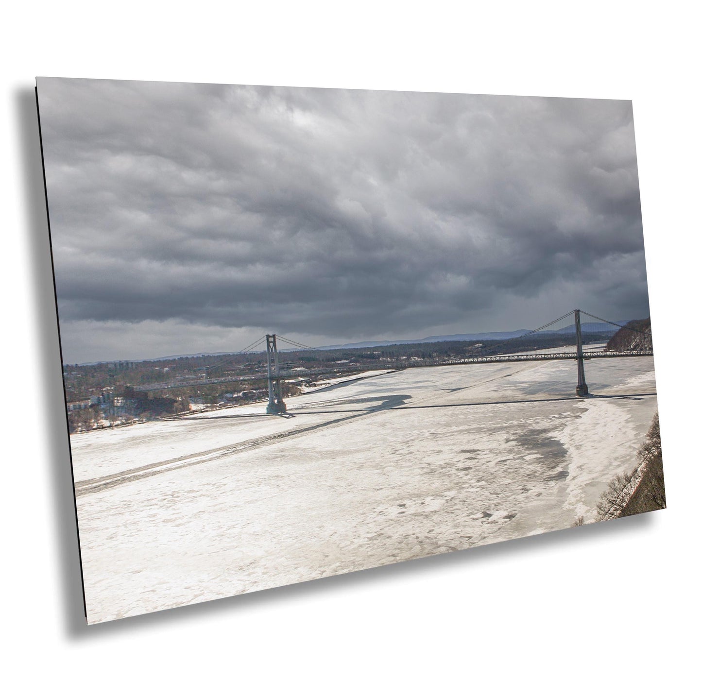 Hudson River Wall Art – Poughkeepsie Bridge Winter Storm Photo on Canvas