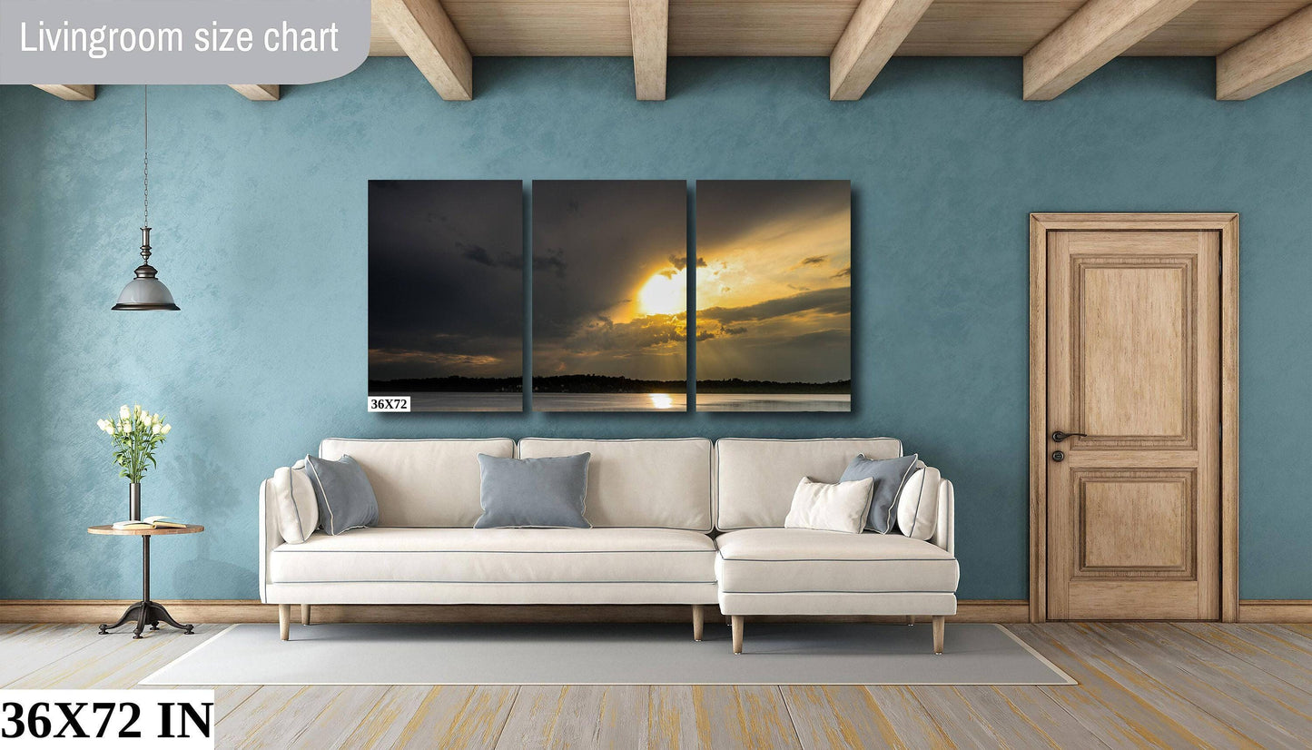 Orange Lake Sunset Print - Panoramic Lake Photography | Newburgh Wall Art Canvas