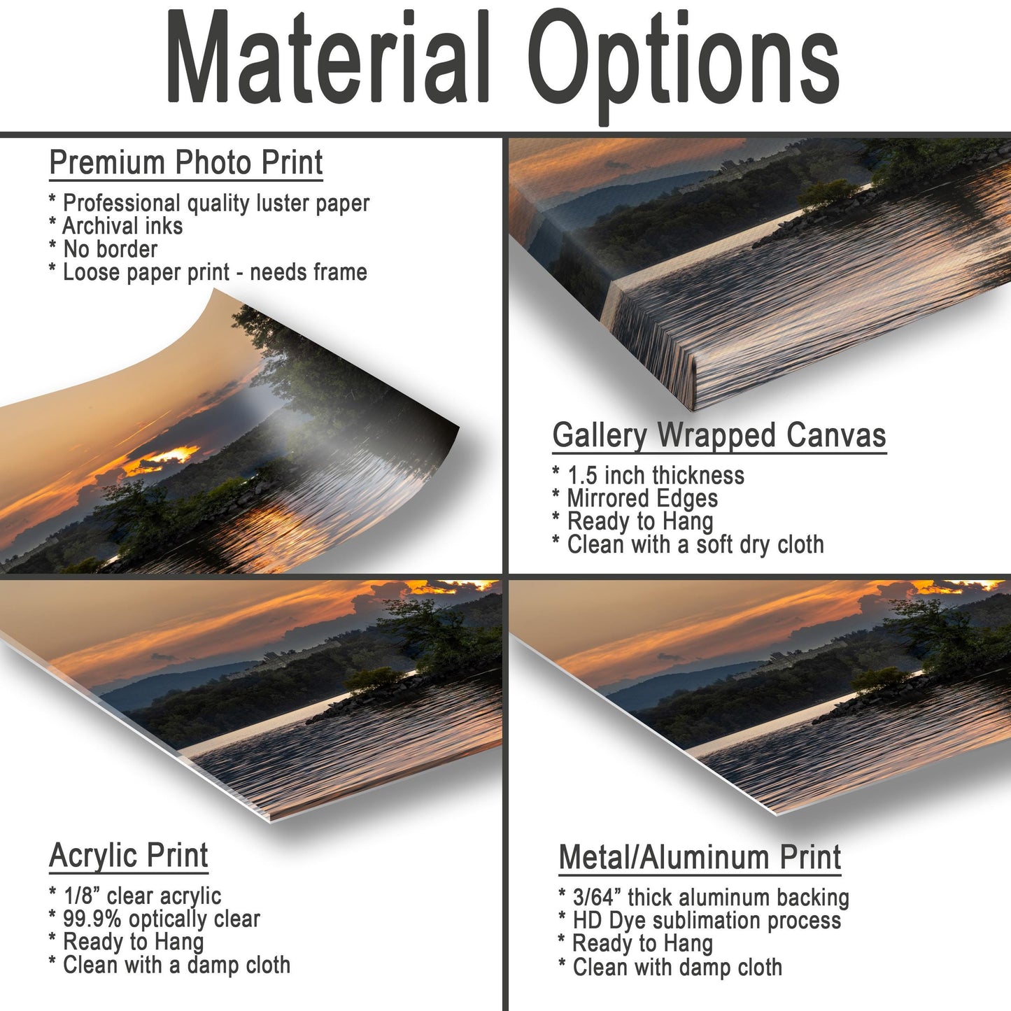 Hudson River Sunset Print – Vibrant River View, Stormy Sky Photography Canvas