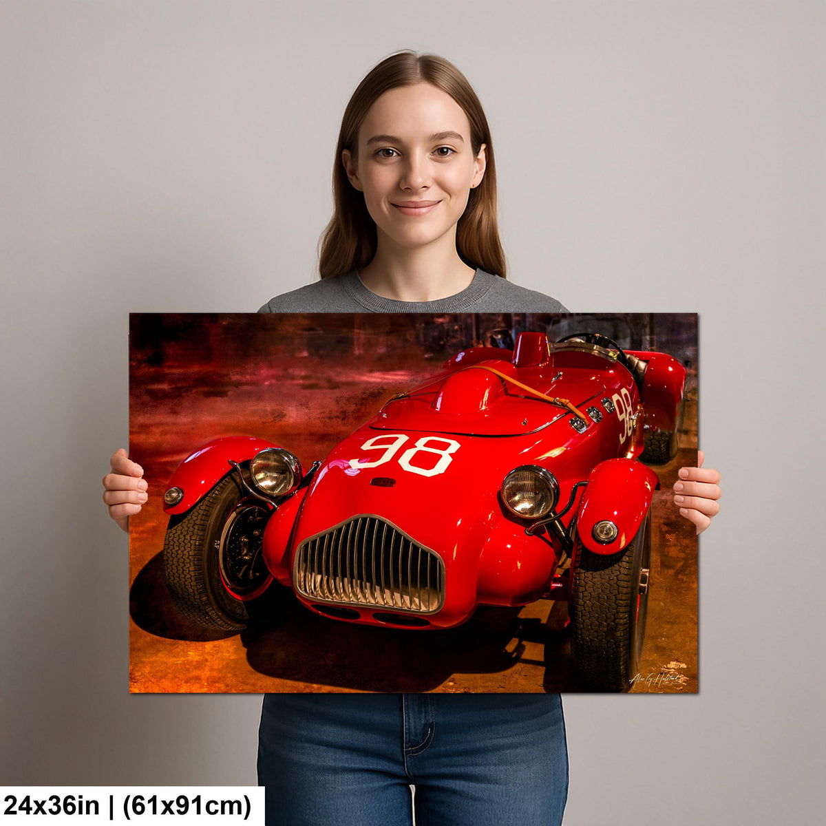 Vintage Race Car, #98 Red Open Wheel Motorsport Photograph Prints