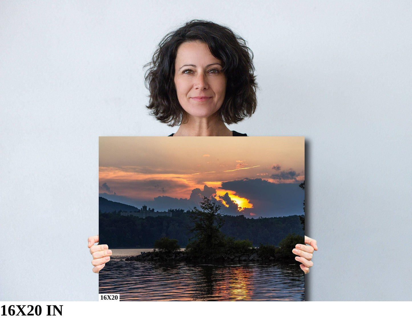 Hudson River Sunset Print – Vibrant River View, Stormy Sky Photography Canvas