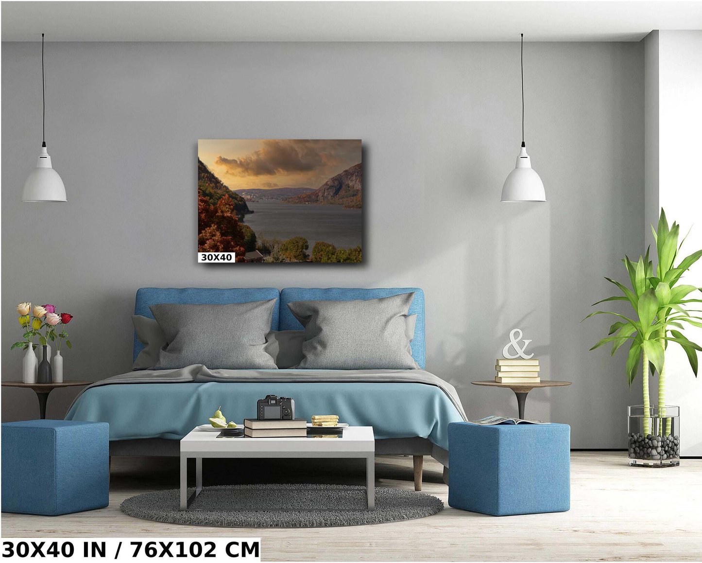 Hudson River Sunset Print - Vibrant Color Canvas Wall Art | West Point View