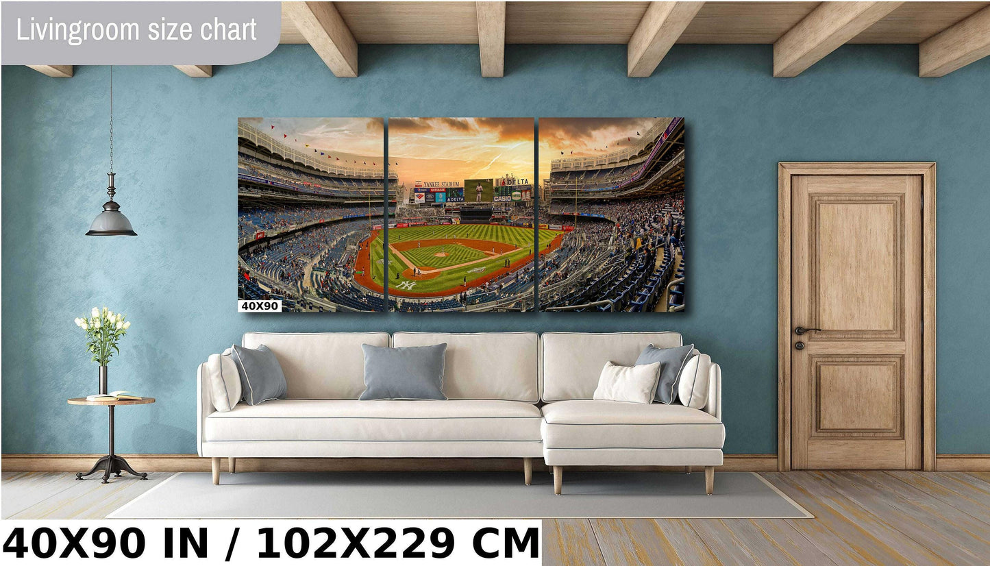 Yankee Stadium Metal Print – Panoramic NYC Stadium Wall Art With Sunset Colors