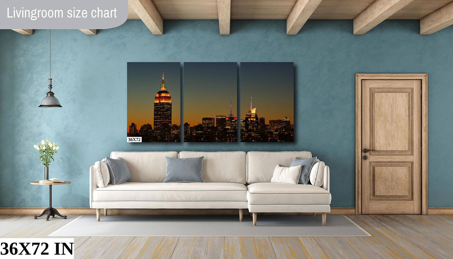 NYC Skyline Metal Print – Golden Hour Photography Urban Cityscape Art Poster