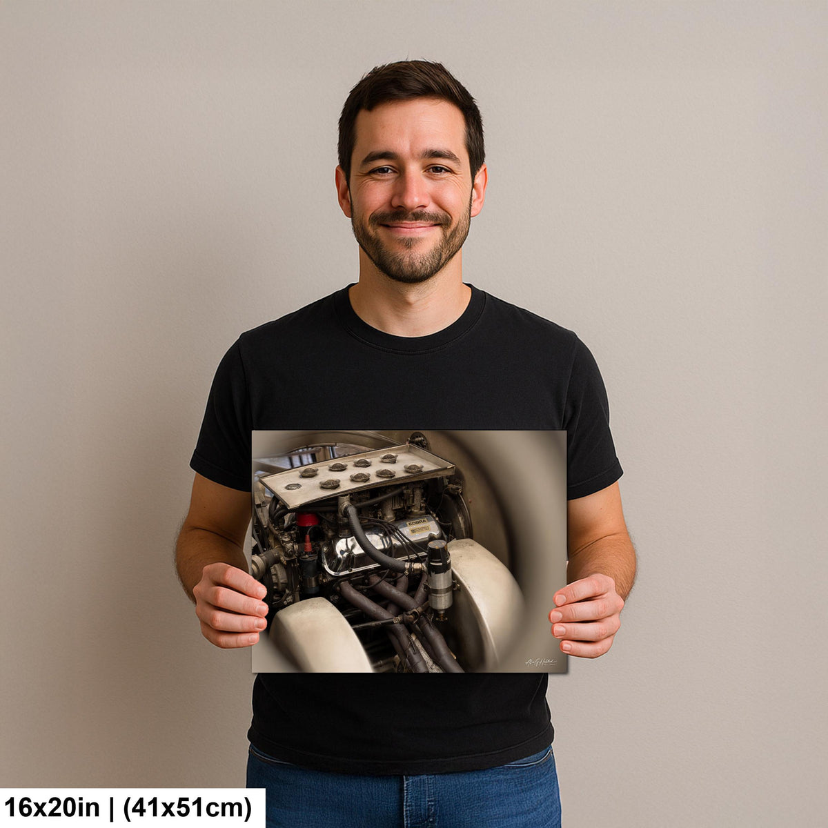 Shelby Daytona Engine Print, Vintage V8 Engine Photo, Glossy Art.
