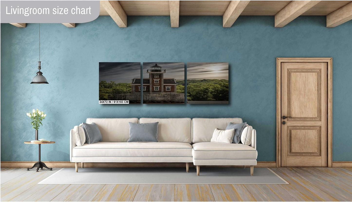 Hudson NY Light house Hudson River waterfront boats water  sunlight canvas print metal print