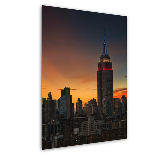 NYC Sunset Photo – Vibrant City Views | Glowing Tower Art on Premium Glossy Paper