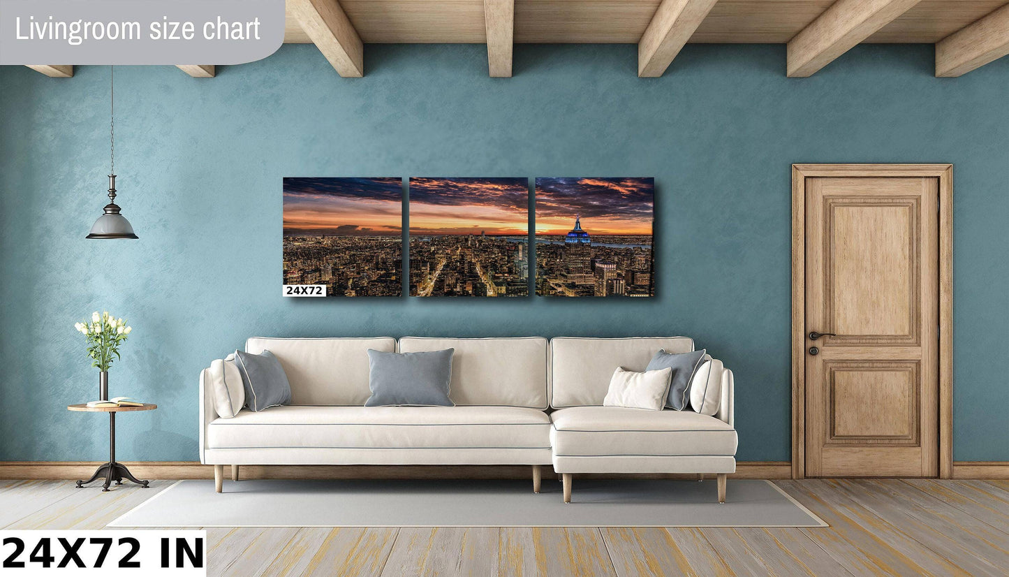 NYC Sunset Metal Print - Vivid Color Photography | Manhattan Skyline Decor