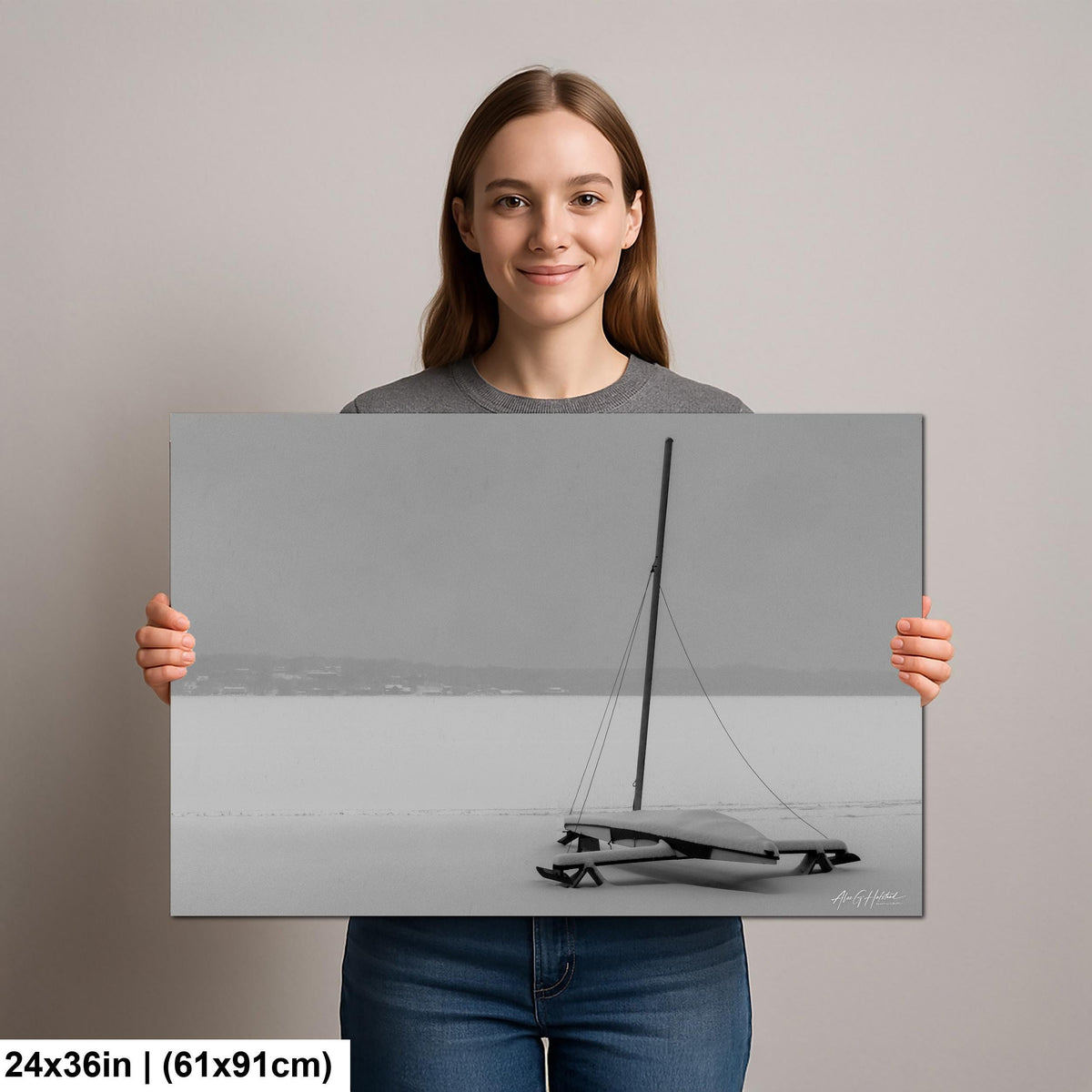 Ice Boat Winter Photography, Arrow Class Storm Prints, Orange Lake