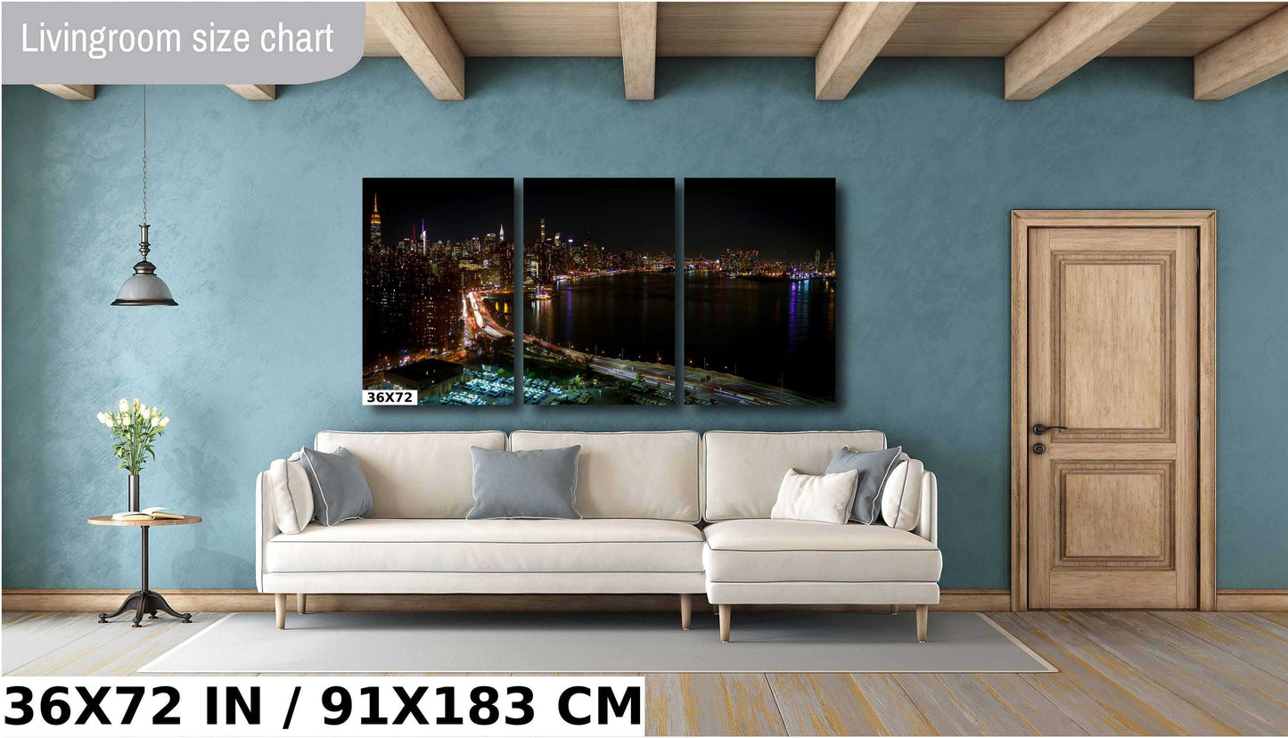 NYC Skyline Print - Panoramic City View East River Photography Wall Art