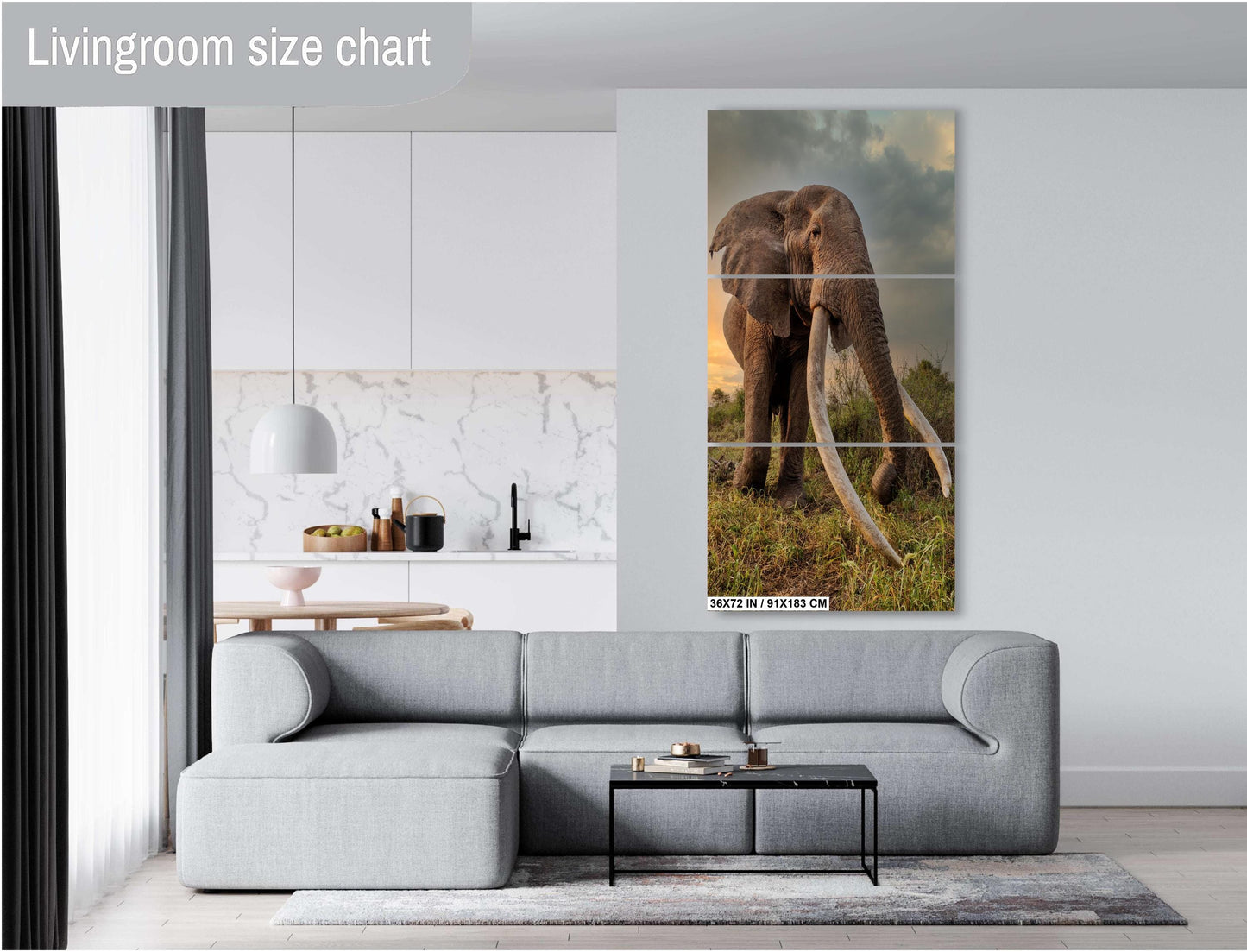 Elephant Canvas Print – Big Tusker Elephant Portrait | Amboseli Park Wildlife Wall Art